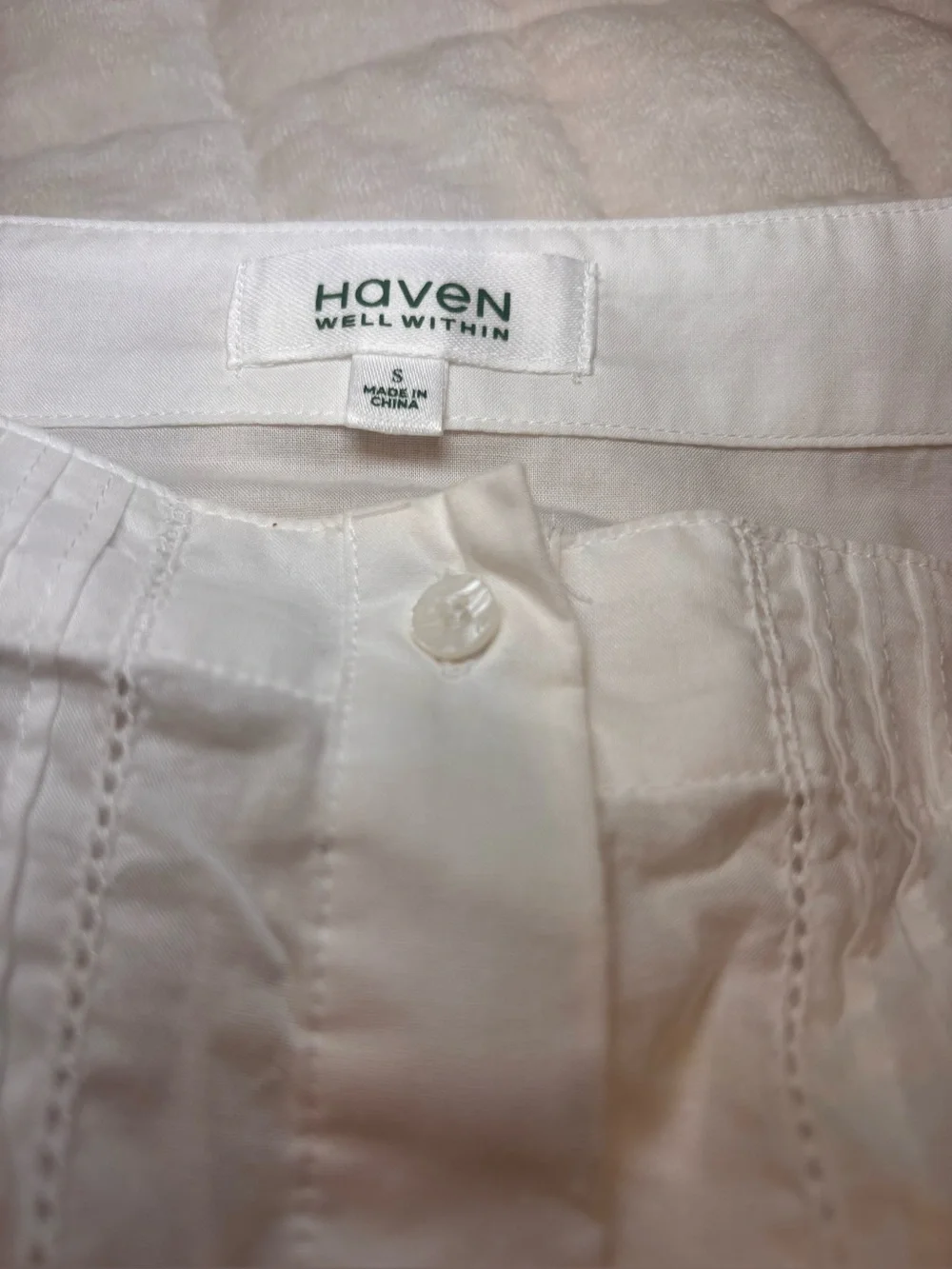 White Button-Front Cotton Eyelet Camisole